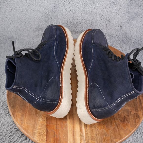 Freebird Lace Up Moc Toe Carbon Boots Men’s Size 8 Navy Suede - Picture 7 of 10